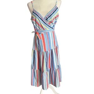 NWT - La Ven wrap around summer fun striped spaghetti strap dress size medium ❤️